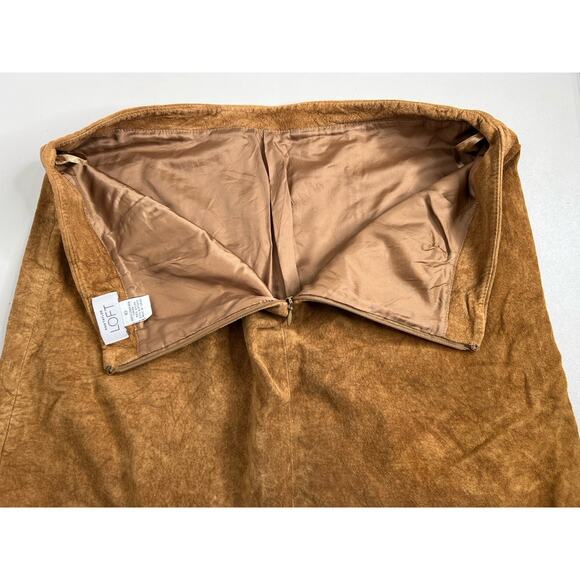 Ann Taylor Loft Leather Tan Brown Skirt Women’s Size 10 - Picture 9 of 9